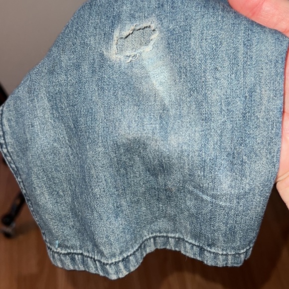 Free People Zipper Front Point Collar Long Sleeve Overall Denim Jumpsuit Size 28 - Picture 13 of 14